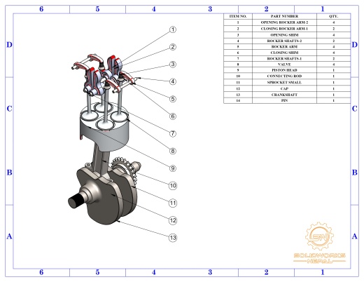 单缸发动机内部结（活塞、阀门）3D数模图纸+Solidworks设计缩略图